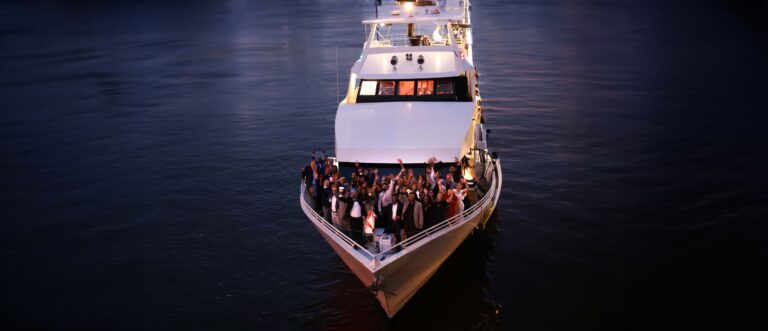 the world changers team celebrating on yacht